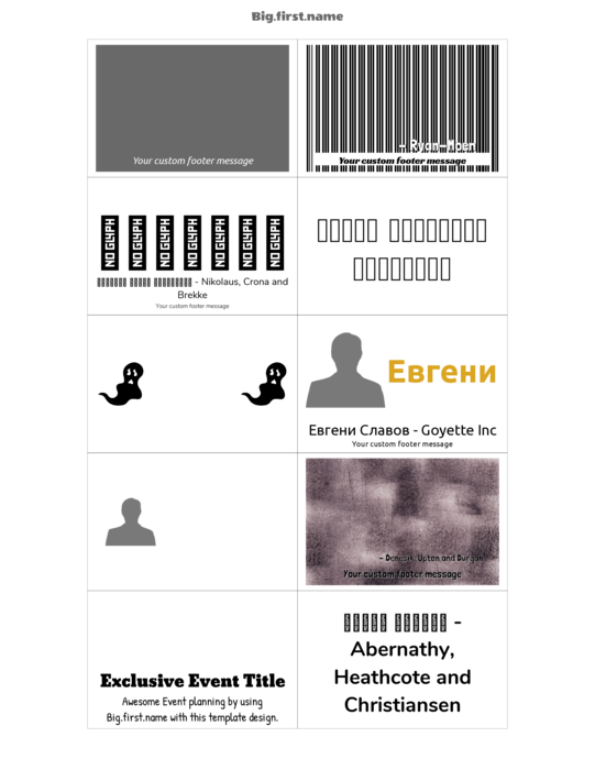 шаблон за баджове с имена за Вложки за баджове Very 74552 Compatible Template