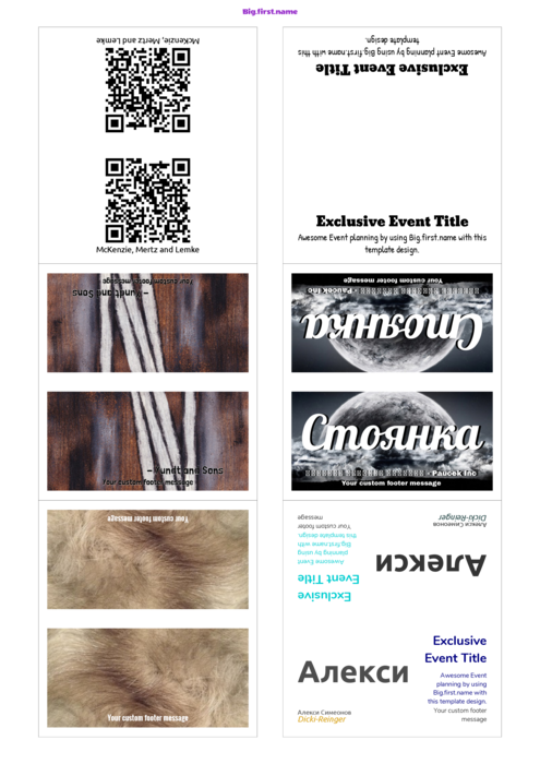 шаблон за баджове с имена за Картички за Места DECAdry OCB 3713 Compatible Template