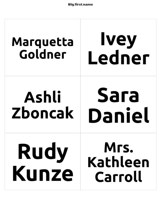 design jmenovky Celé jméno černě