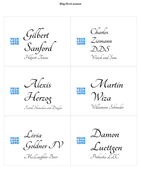 design jmenovky Černá kravata s logem