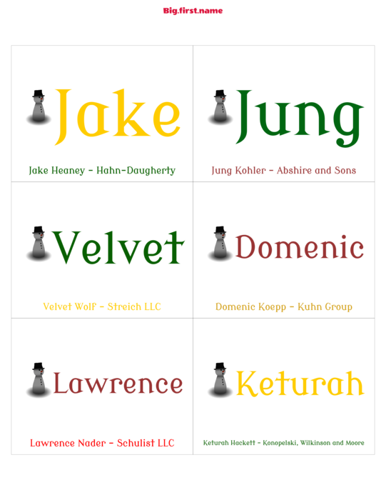 design jmenovky Vánoční večeře