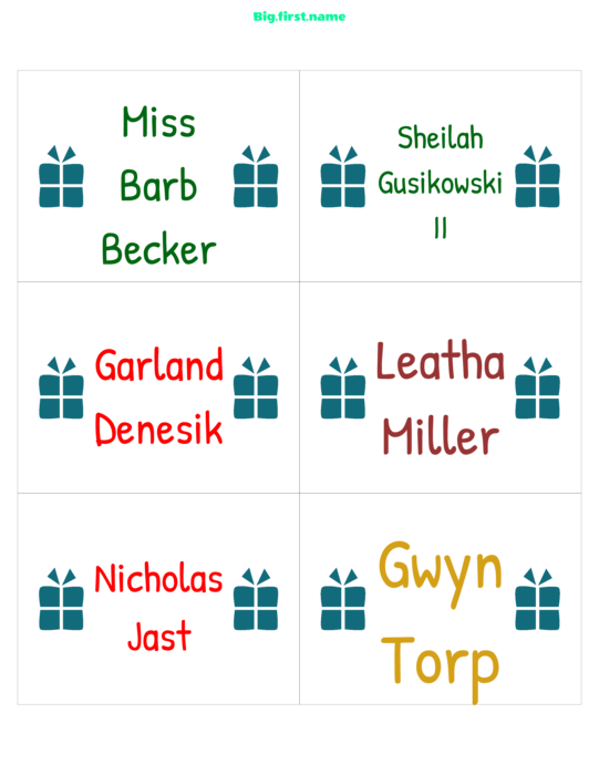 design jmenovky Vánoční večírek