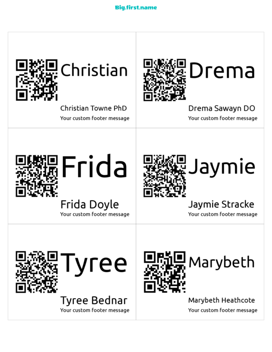 design jmenovky Velký QR kód