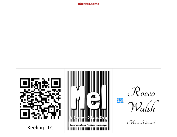 šablona jmenovky na šířku pro Vložky do jmenovek Very 74520 Compatible Template