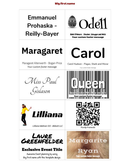 šablona jmenovky pro Vložky do jmenovek Very 74558 Compatible Template