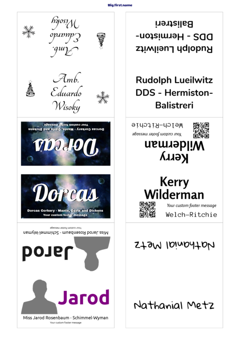 šablona jmenovky pro Stolní kartičky DECAdry OCB 3713 Compatible Template
