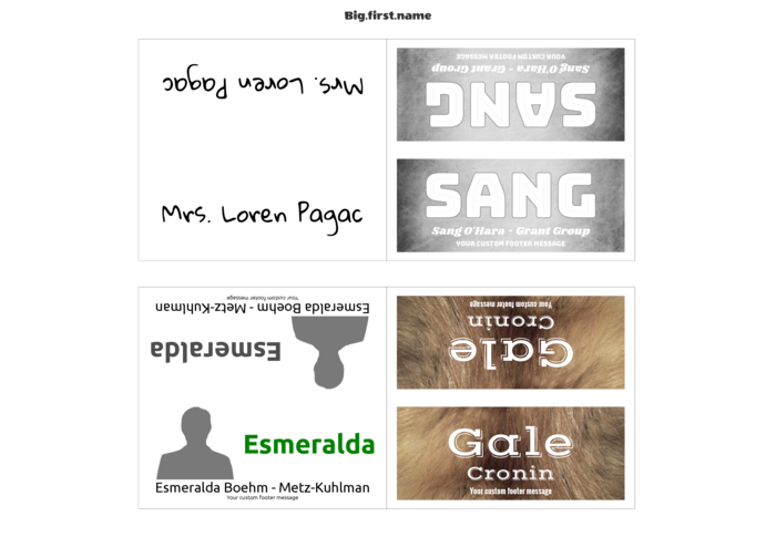 šablona jmenovky pro Sigel stolní kartičky DP001 Compatible Template