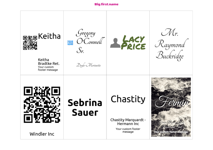 šablona jmenovky na šířku pro Vložky do jmenovek Sigel ZB213 Compatible Template