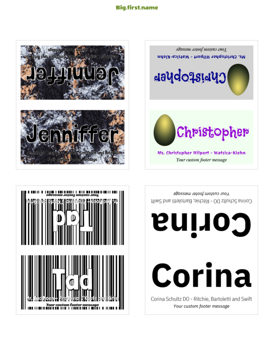 šablona jmenovky pro Very Small stolní kartičky 5302 8820 5820 Compatible Template