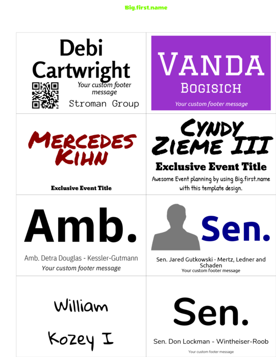 šablona jmenovky pro PC Nametag klasická papírová vložka do jmenovky 4" × 2,5" N8MPWB Compatible Template