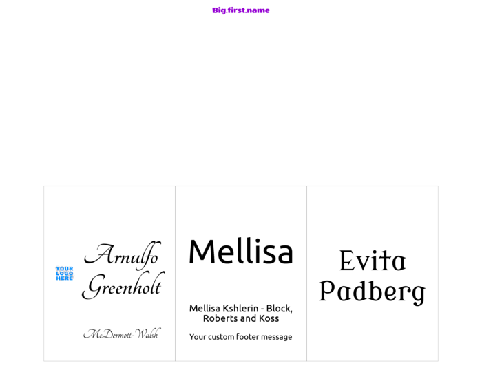 navneskilt-skabelon i landskabsformat til Very 74520 skiltindlæg Compatible Template