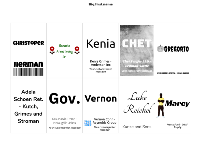 navneskilt-skabelon i landskabsformat til Very 74552 skiltindlæg Compatible Template