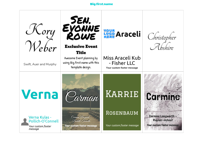 navneskilt-skabelon i landskabsformat til Indlæg til navneskilte Sigel ZB213 Compatible Template