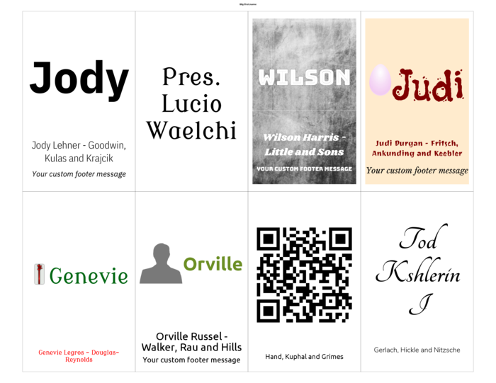 navneskilt-skabelon i landskabsformat til PC Nametag 4" x 2-1, 2" Klassisk papir navneskilt-indlæg N8MMWB Compatible Template