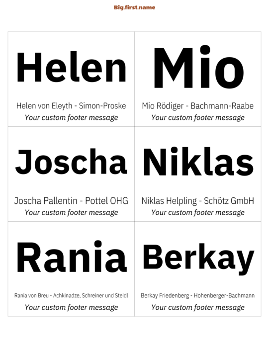 Namensschild-Design Original Schwarz