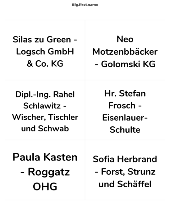 Namensschild-Design Freundliches Tischkärtchen