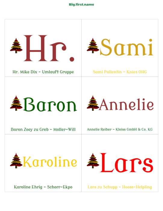 Namensschild-Design Weihnachtsessen
