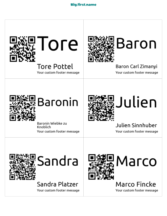Namensschild-Design Großer QR-Code