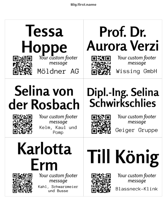 Namensschild-Design Kleiner QR-Code