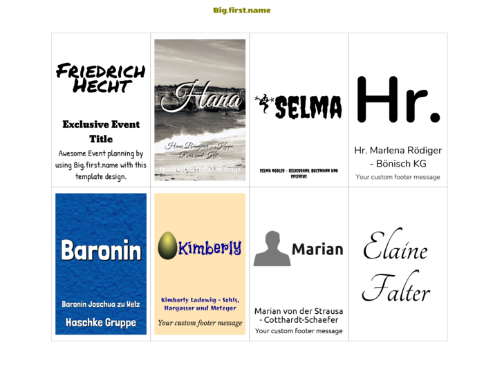Namensschild-Vorlage im Querformat für Very 5383, 5390, 74461, 74549, 74556  und pc, nametag N8SWB Compatible Template