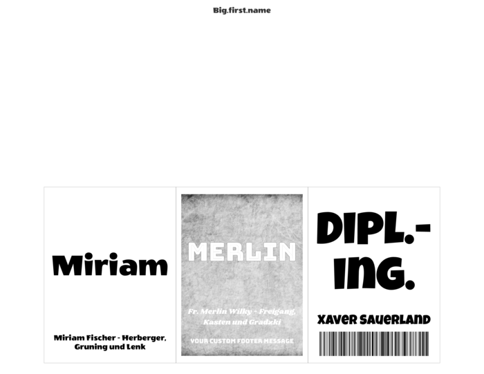 Namensschild-Vorlage im Querformat für Very 74520 Namensschild-Einlagen Compatible Template