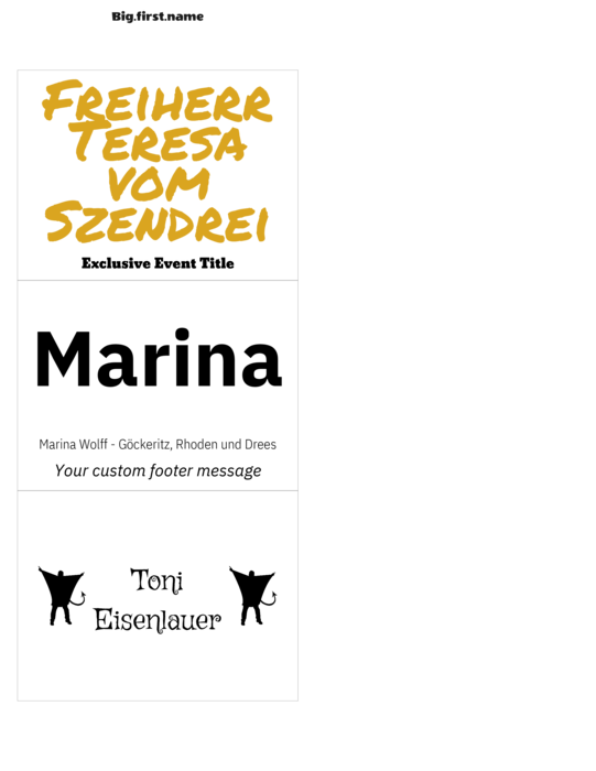 Namensschild-Vorlage für Very 74520 Namensschild-Einlagen Compatible Template