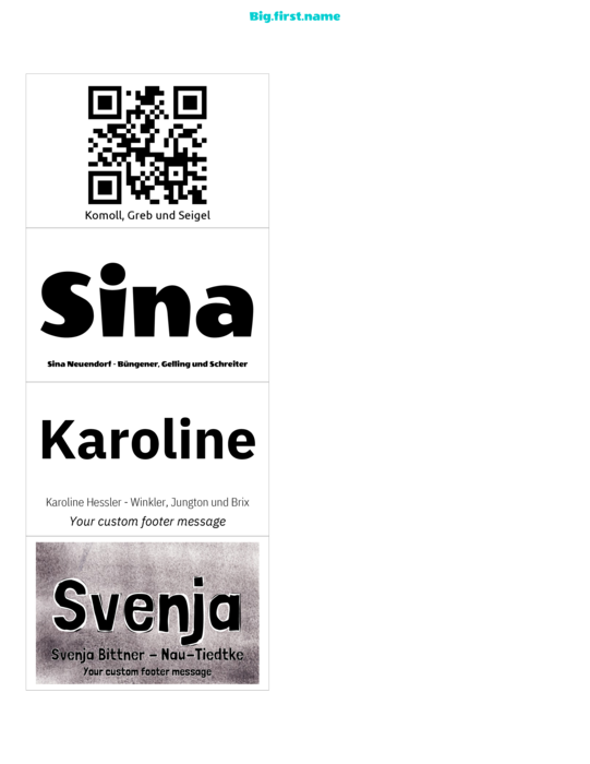 Namensschild-Vorlage für Very 74550, 74651, 74652 Namensschild-Einlagen Compatible Template