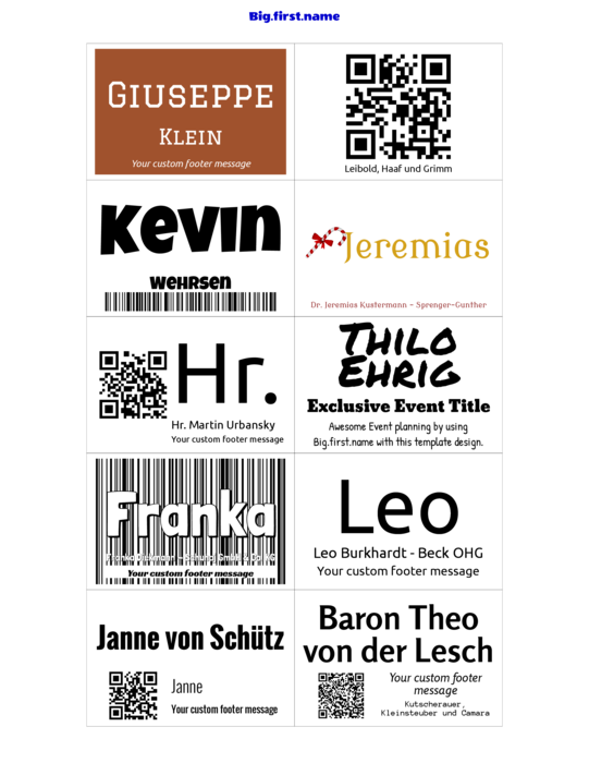Namensschild-Vorlage für Very 74558 Namensschild-Einlagen Compatible Template