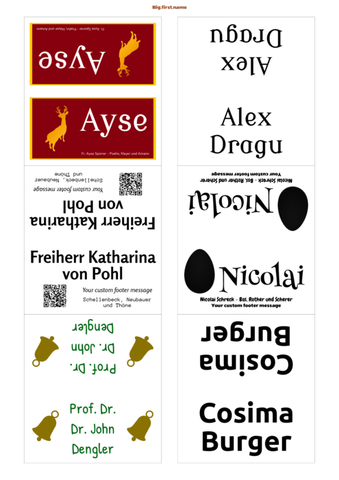 Namensschild-Vorlage für Platzkarten DECAdry OCB 3713 Compatible Template