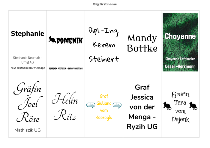 Namensschild-Vorlage im Querformat für Einlagen für Namensschilder Sigel LP898 Sigel ZB211 Compatible Template
