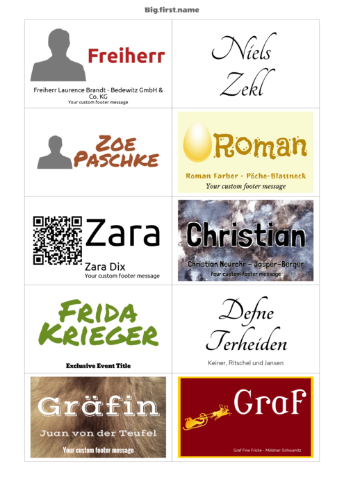 Namensschild-Vorlage für Einlagen für Namensschilder Sigel LP898 Sigel ZB211 Compatible Template