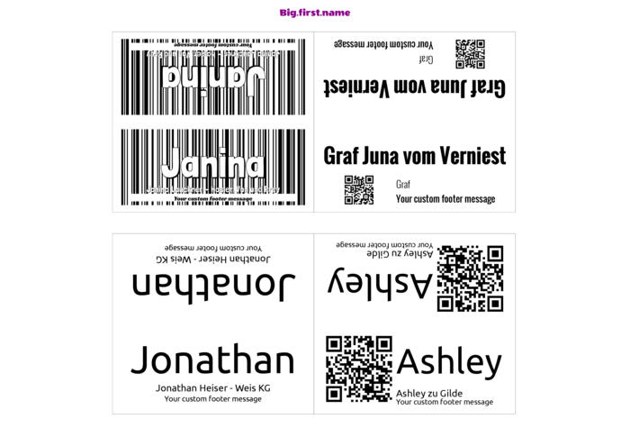 Namensschild-Vorlage für Sigel Tischkarten DP001 Compatible Template