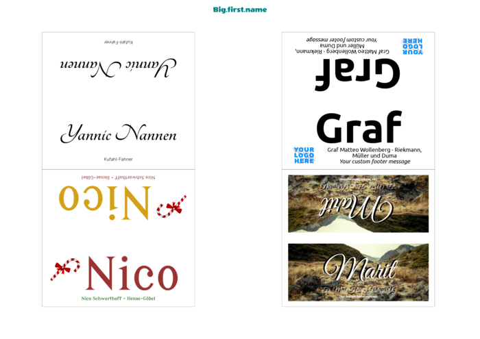 Namensschild-Vorlage für Sigel Tischkarten DP046 Compatible Template