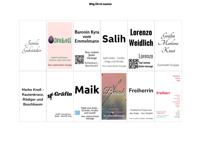 Namensschild-Vorlage im Querformat für Einlagen für Namensschilder Sigel ZB212 Compatible Template