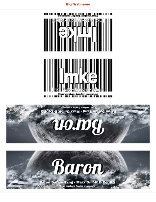 Namensschild-Vorlage für Very Medium Tischkarten 5305 Compatible Template