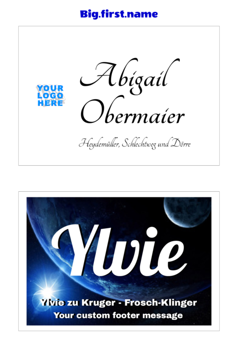 Namensschild-Vorlage für Avery 5147, 5152, 5132 Compatible Template