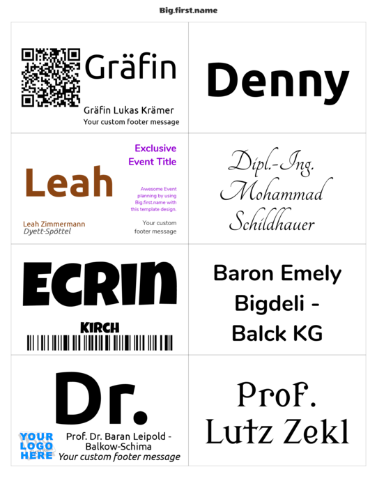 Namensschild-Vorlage für PC Nametag 4" x 2-1, 2" Klassischer Papier-Namensschild-Einleger N8MMWB Compatible Template