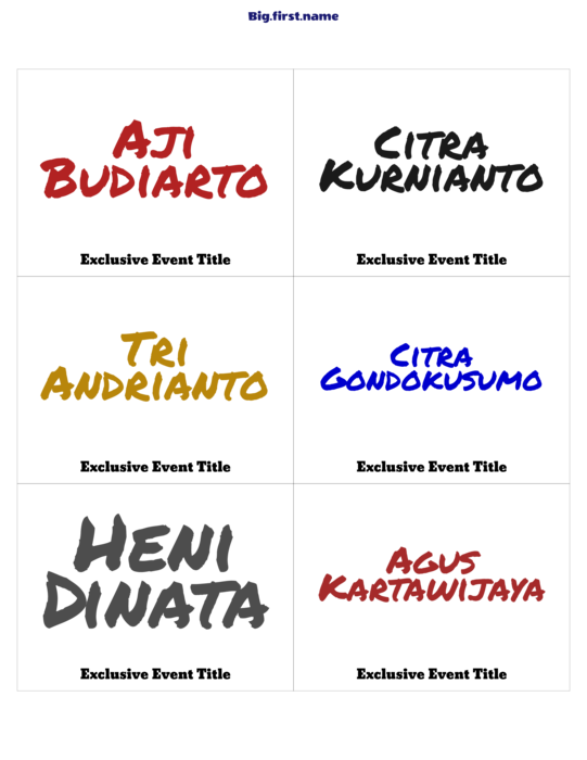 desain nametag name badge Spidol Warna-Warni