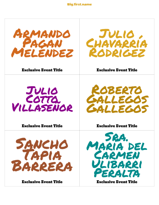 diseño de gafete con nombre Texta a Color