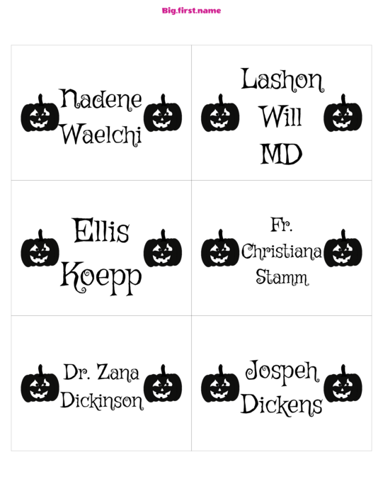 navneskilt-design Halloween Plasskort