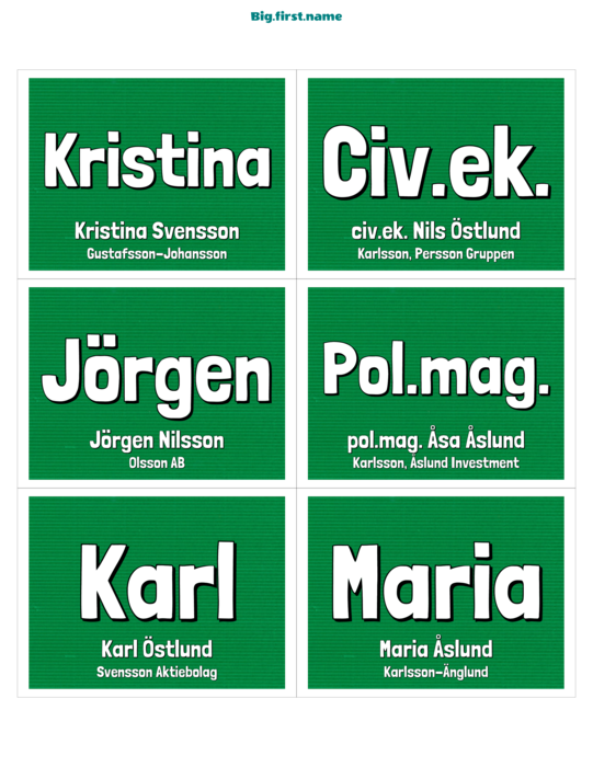 namnbricksdesign Färgglad namnbricka