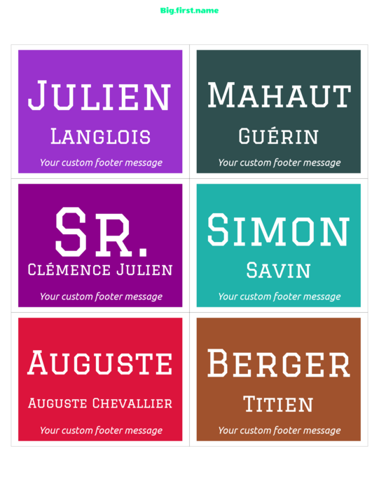 design de badge nominatif Retrouvailles d'Anciens Élèves 