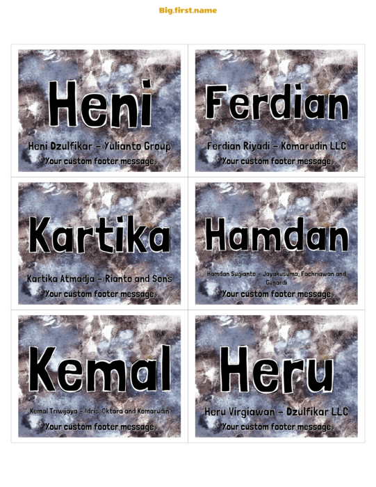 desain nametag name badge Rapat Berantakan