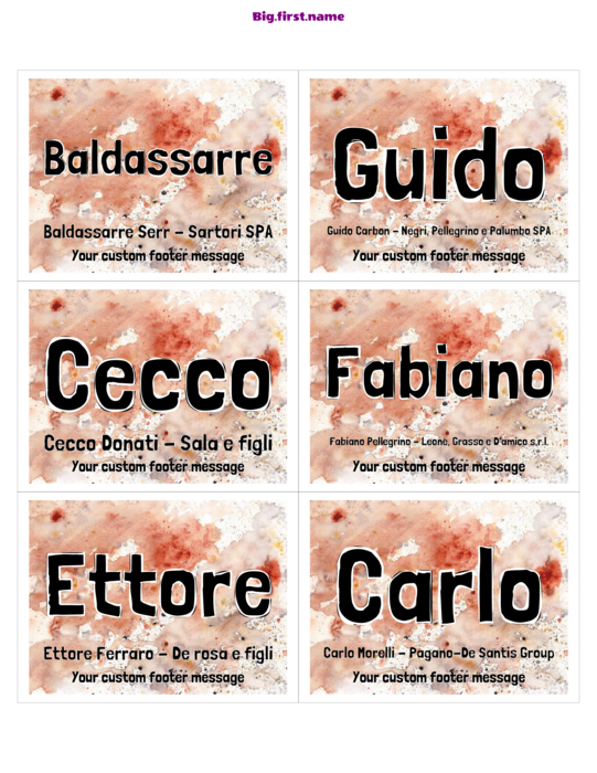 design di badge nominativo Riunione Disordinata