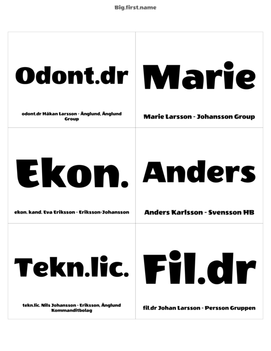 namnbricksdesign Nya kontakter