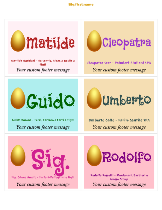 design di badge nominativo Festa di Pasqua Felice