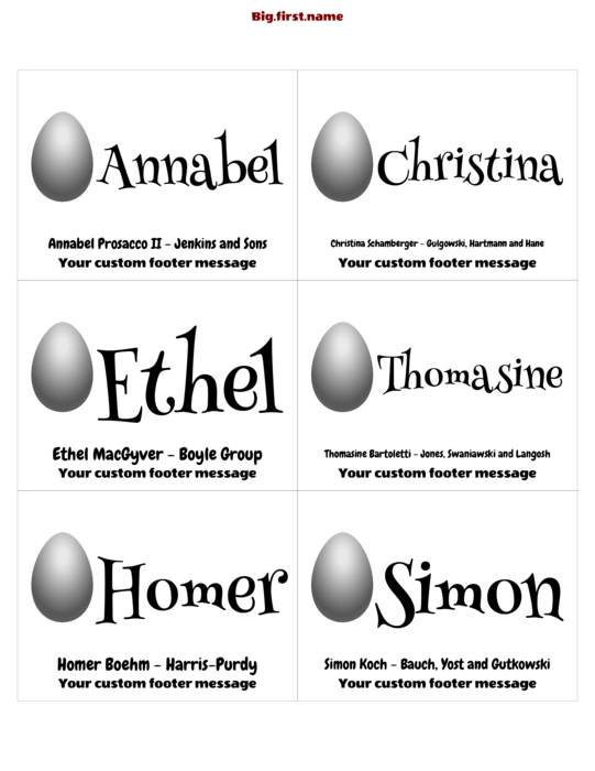 design de crachá com nome Caça aos Ovos da Páscoa