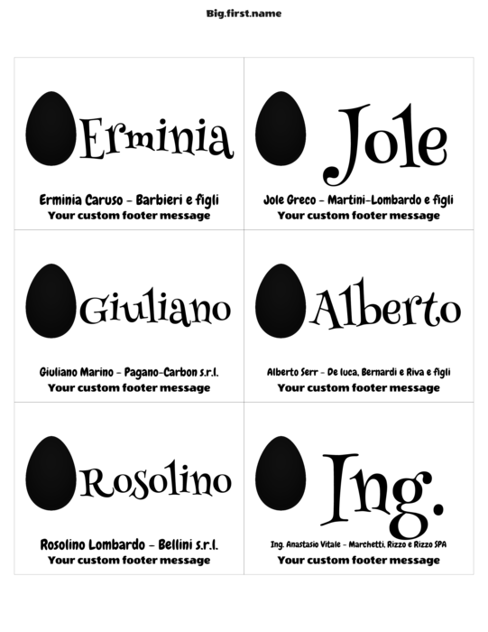 design di badge nominativo Caccia alle Uova di Pasqua