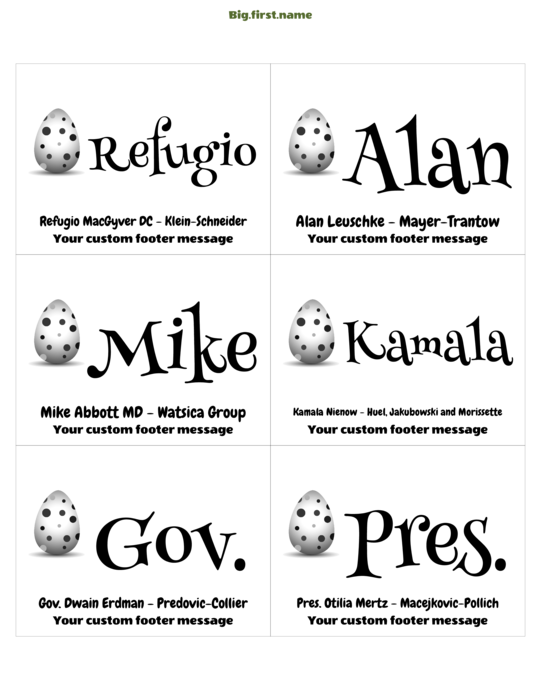 design jmenovky Hon na velikonoční vajíčka