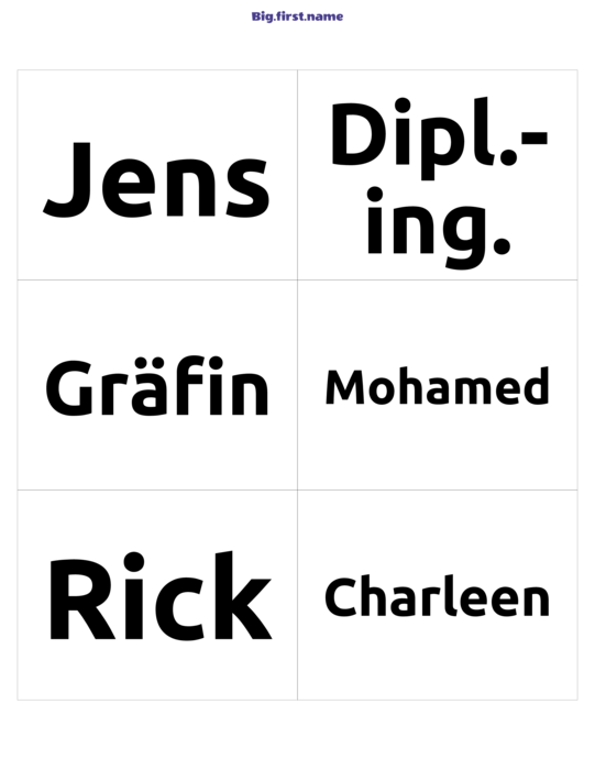 Namensschild-Design Nur Big.First.Name